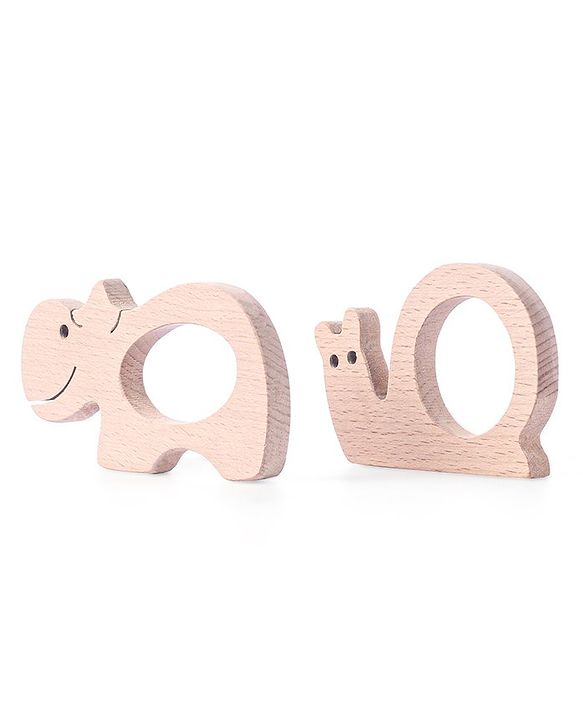 Babyhug Snail And Hippo Shaped Teether - Beige