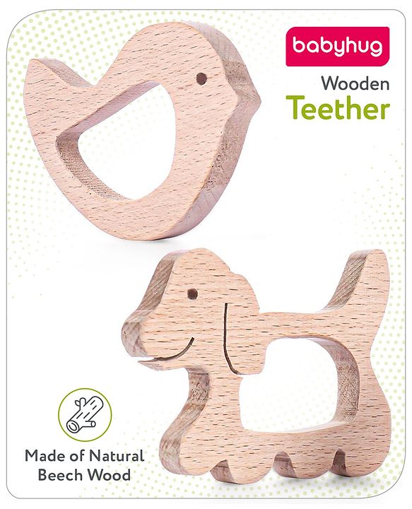 Babyhug Snail And Hippo Shaped Teether - Beige