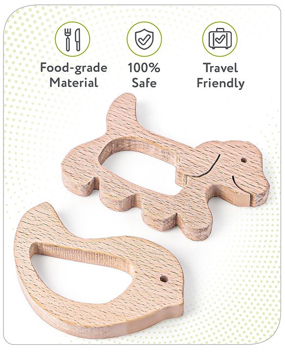Babyhug Snail And Hippo Shaped Teether - Beige