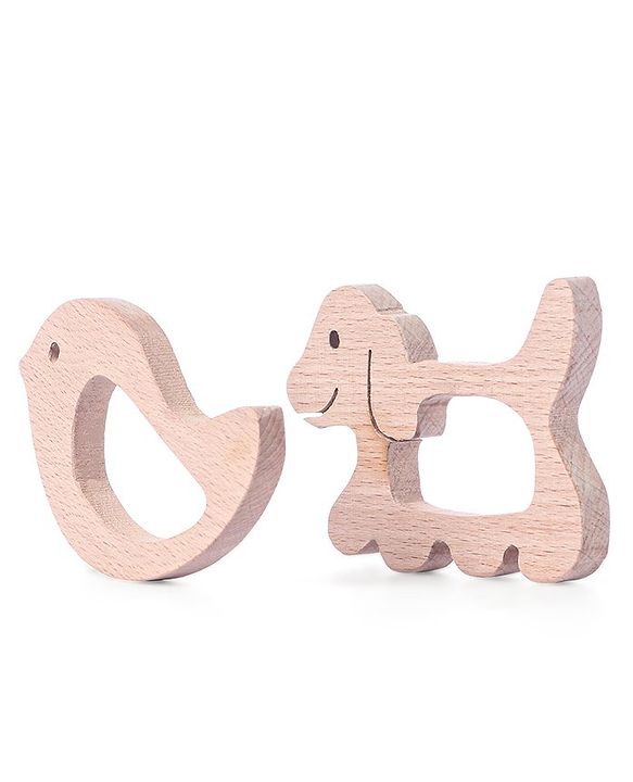 Babyhug Snail And Hippo Shaped Teether - Beige
