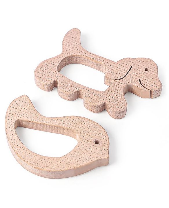 Babyhug Snail And Hippo Shaped Teether - Beige