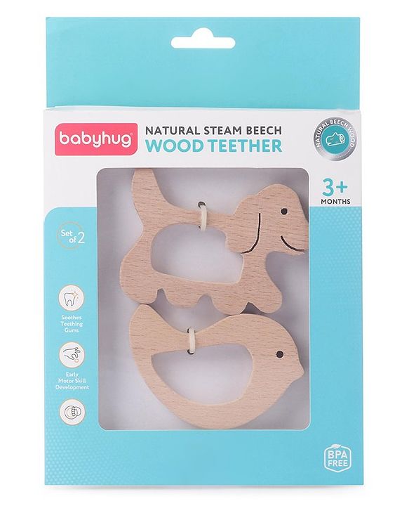 Babyhug Snail And Hippo Shaped Teether - Beige
