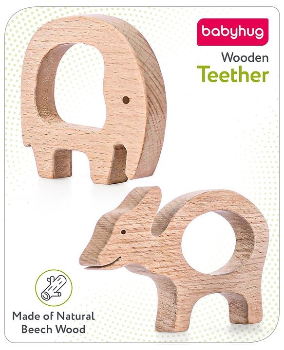 Babyhug Snail And Hippo Shaped Teether - Beige