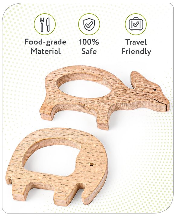 Babyhug Snail And Hippo Shaped Teether - Beige