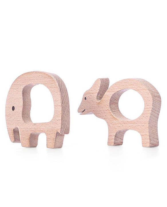 Babyhug Snail And Hippo Shaped Teether - Beige