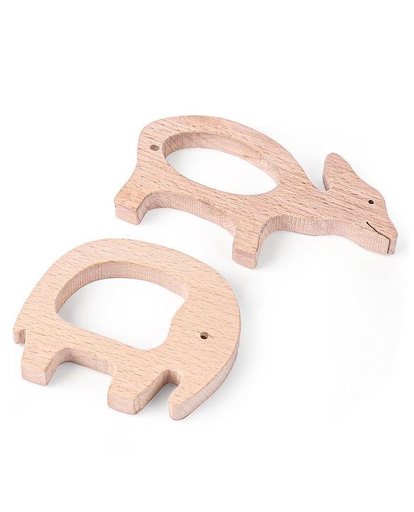 Babyhug Snail And Hippo Shaped Teether - Beige