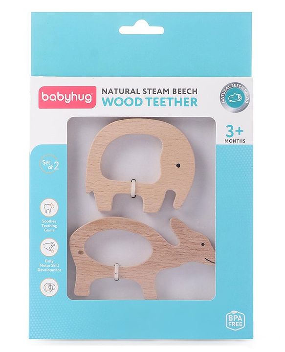 Babyhug Snail And Hippo Shaped Teether - Beige