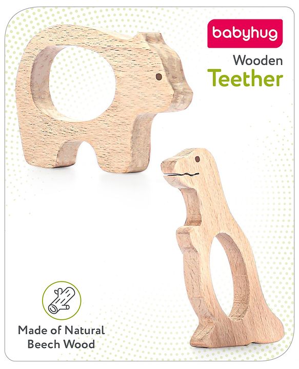Babyhug Snail And Hippo Shaped Teether - Beige