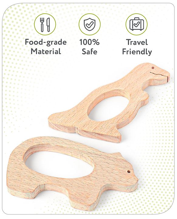 Babyhug Snail And Hippo Shaped Teether - Beige