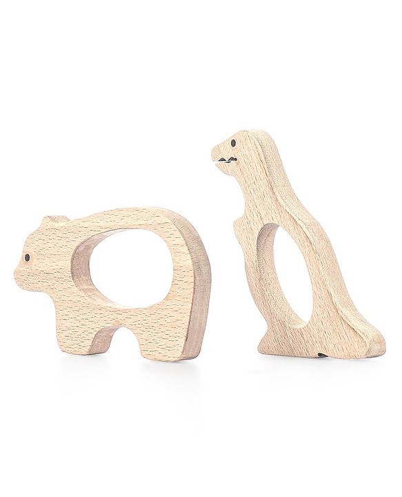 Babyhug Snail And Hippo Shaped Teether - Beige