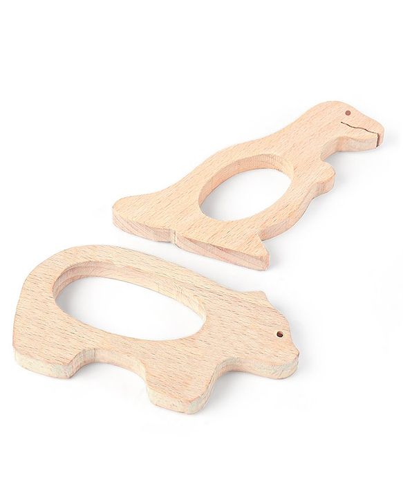 Babyhug Snail And Hippo Shaped Teether - Beige