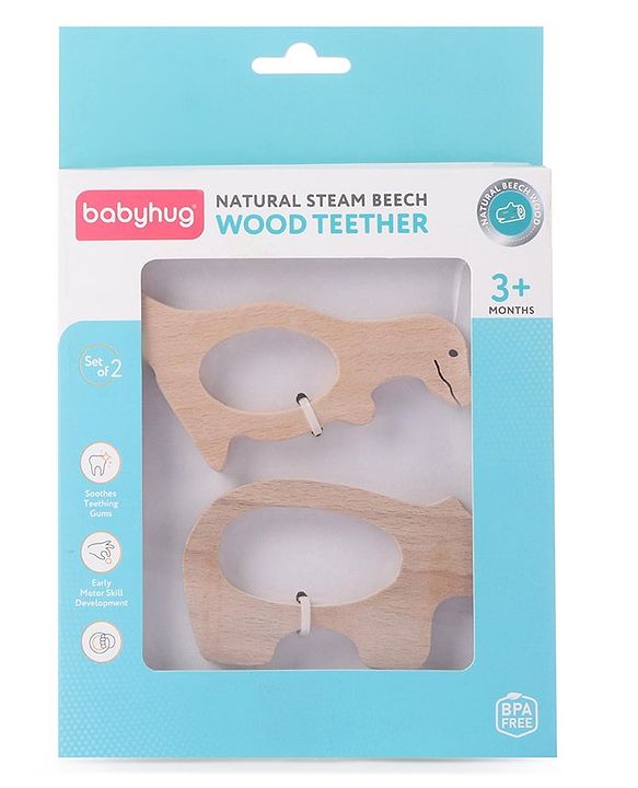 Babyhug Snail And Hippo Shaped Teether - Beige