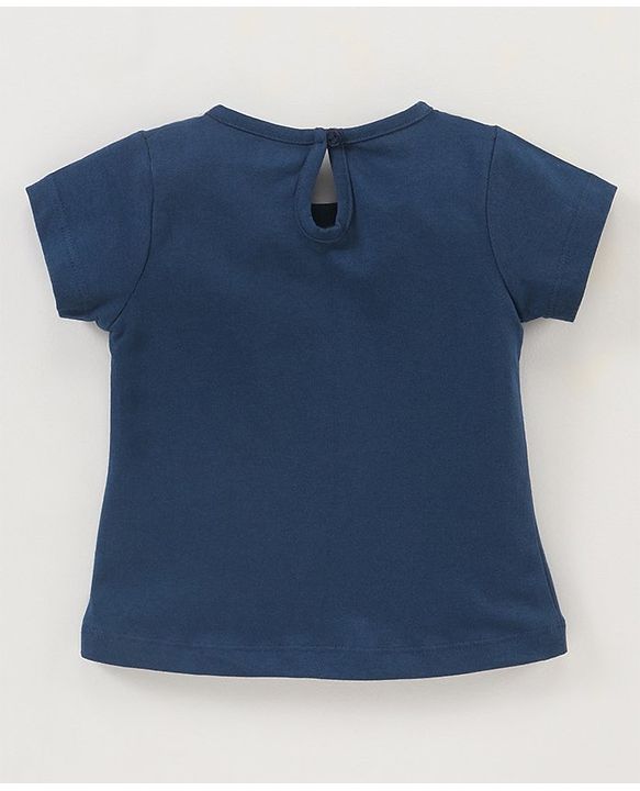 Babyhug 100% Cotton Knit Half Sleeves Top Text Graphics Print - Navy