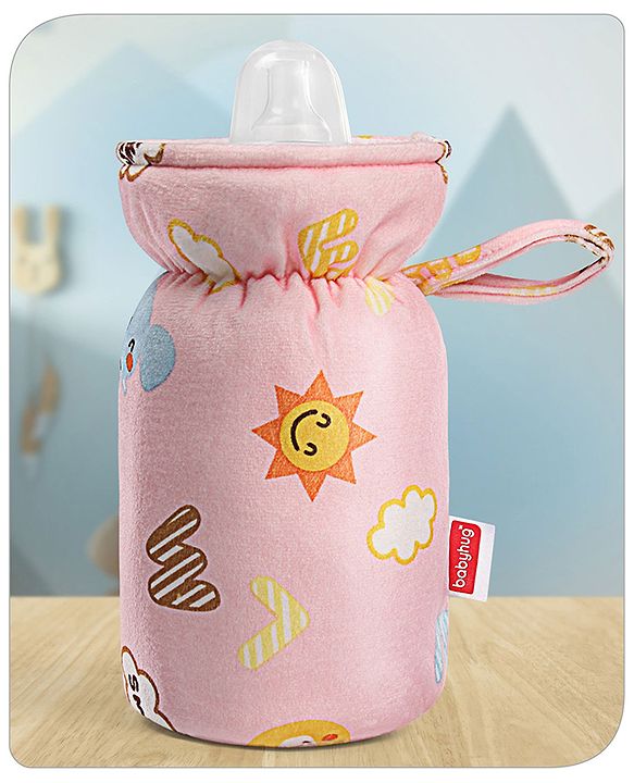 Babyhug Feeding Bottle Cover Bear Print Pink- Fits up to 260 ml