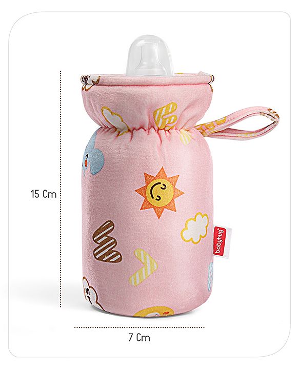 Babyhug Feeding Bottle Cover Bear Print Pink- Fits up to 260 ml