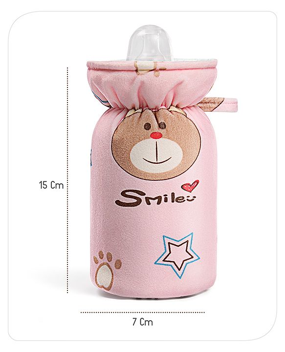 Babyhug Feeding Bottle Cover Bear Print Pink- Fits up to 260 ml
