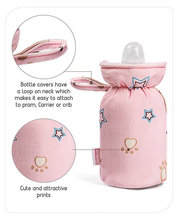 Babyhug Feeding Bottle Cover Bear Print Pink- Fits Upto 280 ml Bottle