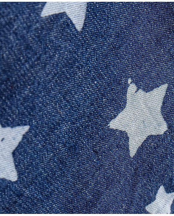 Babyhug 100% Cotton Half Sleeve Washed Denim Two Pocket Shirt Stars Print - Blue