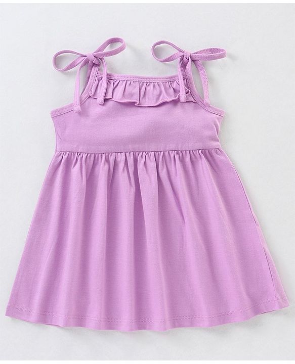 Babyhug 100% Cotton Sleeveless Solid Frock With Bloomer - Lilac