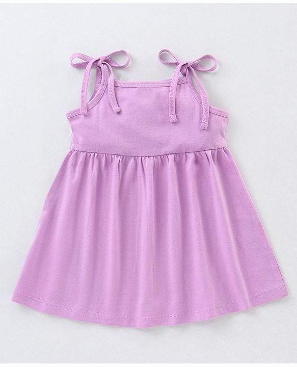 Babyhug 100% Cotton Sleeveless Solid Frock With Bloomer - Lilac