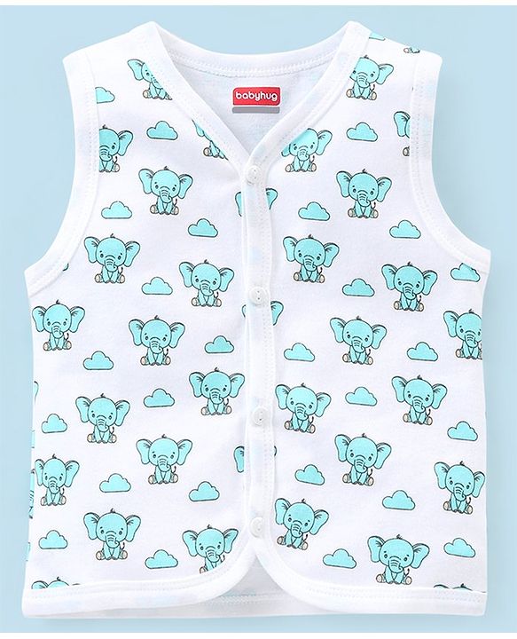 Babyhug 100% Cotton Heart Print Vests Pack of 5 - Multicolor
