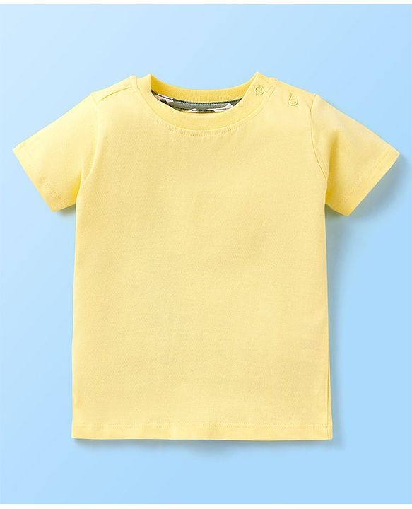 Babyhug 100% Cotton Half Sleeves Tee & Dungaree Set Camo & Dino Print- Yellow & Green