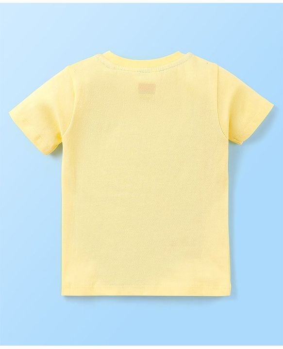 Babyhug 100% Cotton Half Sleeves Tee & Dungaree Set Camo & Dino Print- Yellow & Green