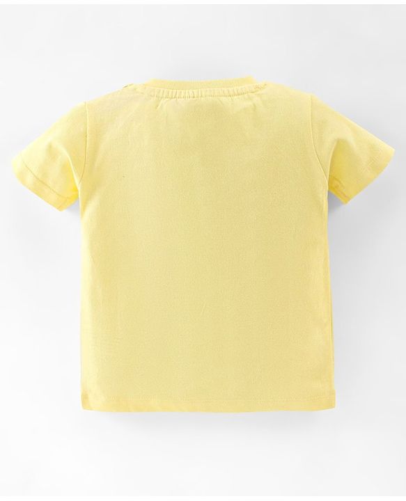 Babyhug 100% Cotton Knit Half Sleeves T-Shirt & Dungaree Set Striped - Yellow & Blue
