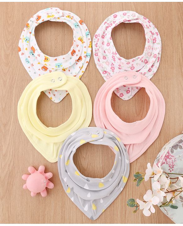 Babyhug Drool Bibs Pack of 5 - Multicolor