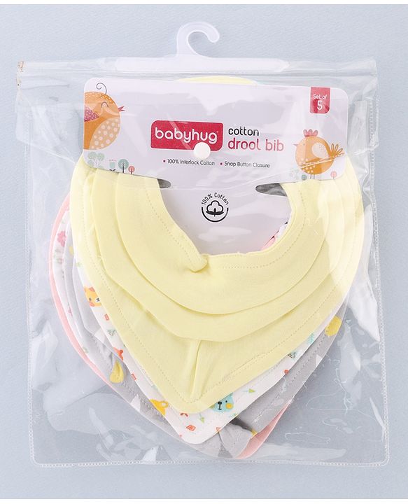 Babyhug Drool Bibs Pack of 5 - Multicolor