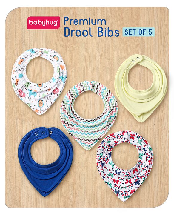 Babyhug Drool Bibs Pack of 5 - Multicolor