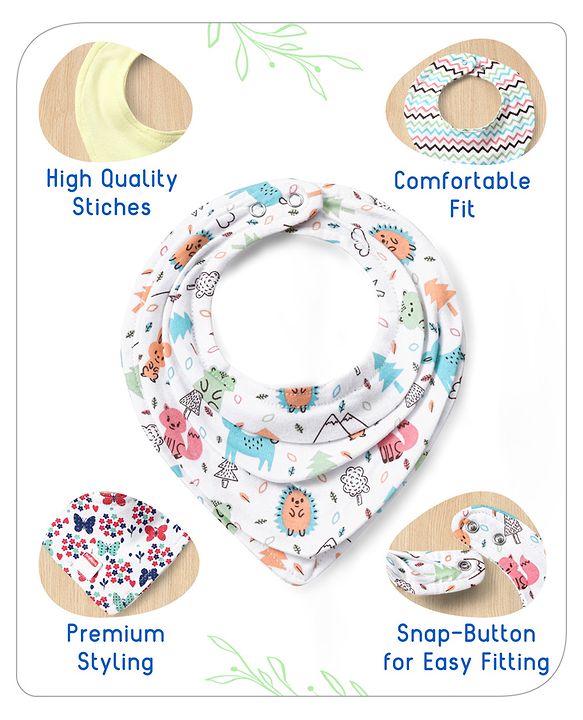 Babyhug Drool Bibs Pack of 5 - Multicolor