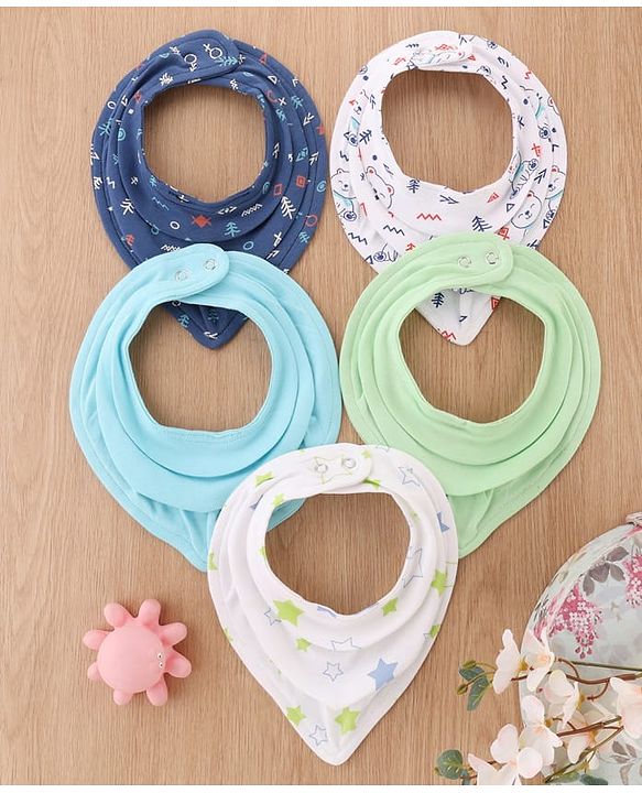 Babyhug Drool Bibs Pack of 5 - Multicolor