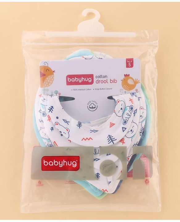 Babyhug Drool Bibs Pack of 5 - Multicolor