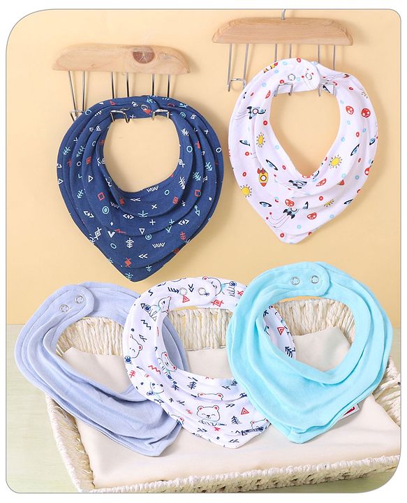 Babyhug Drool Bibs Pack of 5 - Multicolor