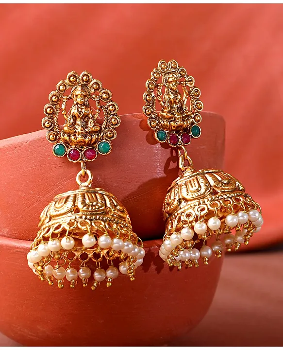 Women's Silver Plated Traditional Brass Faux Pearls Jhumka Earrings -  Voylla in 2023 | Faux pearl, Jhumka earrings, Jhumka