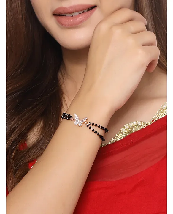 Buy Zivom Hamsa Hand Evil Eye Mother Of Pearl Zircon 22K Gold Hand Mangalsutra  Bracelet For Women Online at Best Prices in India - JioMart.