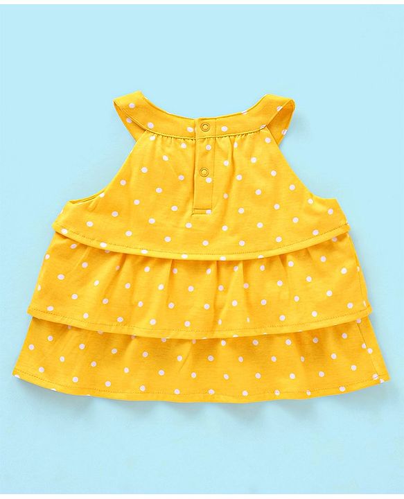 Babyhug 100% Cotton Sleeveless Top & Short Set Dot Print- Yellow & Blue