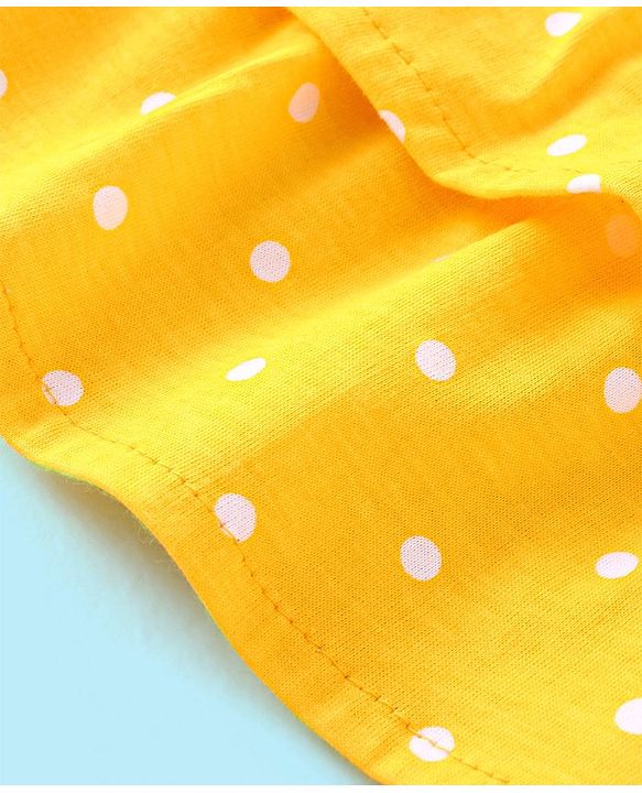 Babyhug 100% Cotton Sleeveless Top & Short Set Dot Print- Yellow & Blue