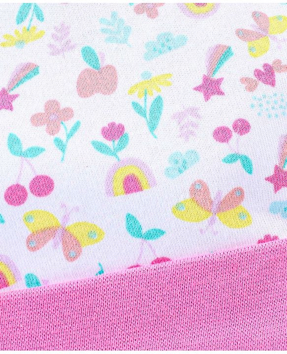 Babyhug 100% Cotton Cap Mittens & Booties Floral Print- Pink
