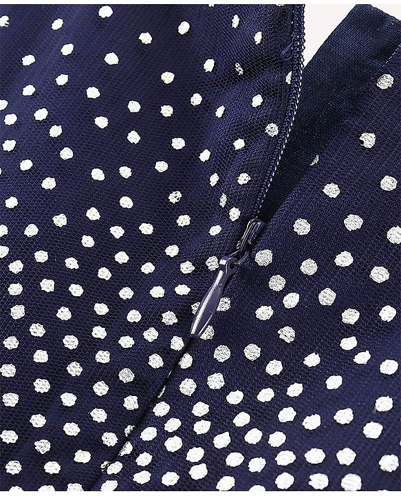 Babyhug Sleeveless Foil Printed Party Frock - Navy Blue