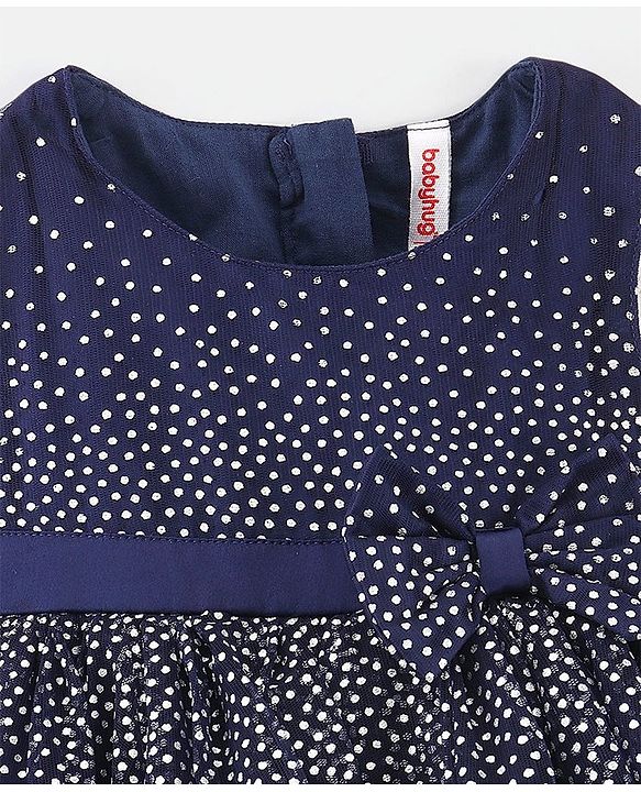 Babyhug Sleeveless Foil Printed Party Frock - Navy Blue