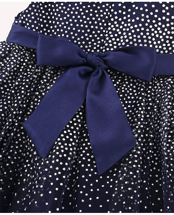 Babyhug Sleeveless Foil Printed Party Frock - Navy Blue