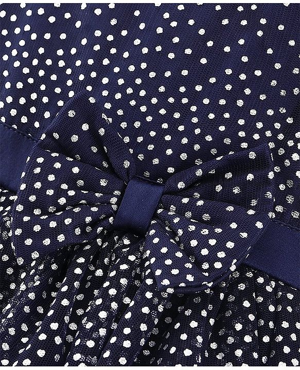Babyhug Sleeveless Foil Printed Party Frock - Navy Blue