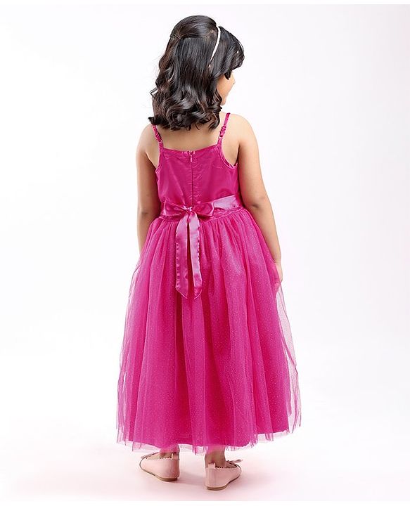 Babyhug Sleeveless Party Wear Gown with Sequin Embellished - Dark Pink
