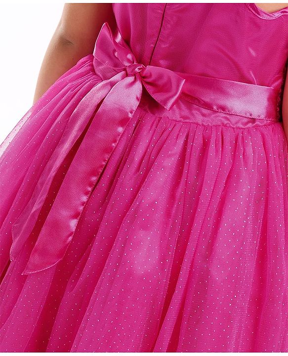Babyhug Sleeveless Party Wear Gown with Sequin Embellished - Dark Pink
