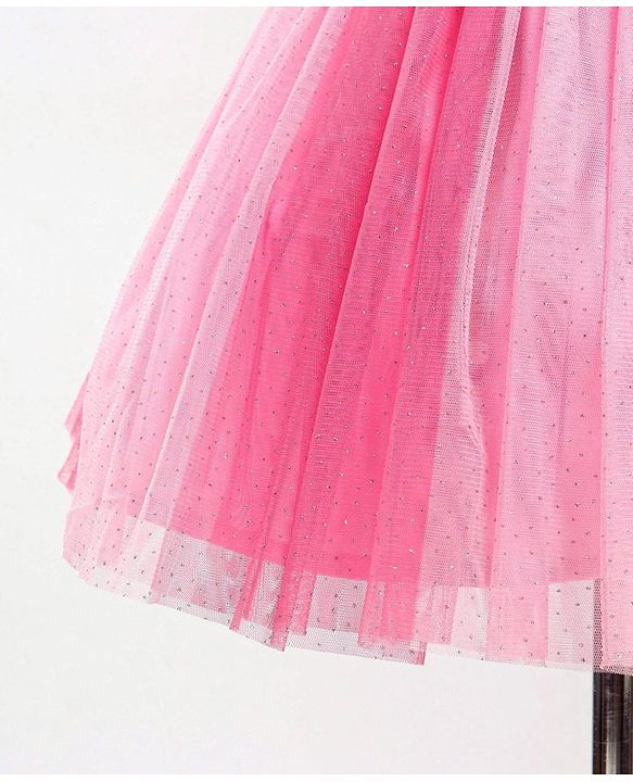 Babyhug Singlet Party Wear Frock with 3D Flowers At Yoke - Pink