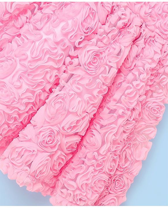 Babyhug Woven Sleeveless Frock with 3D Fabric - Light Pink