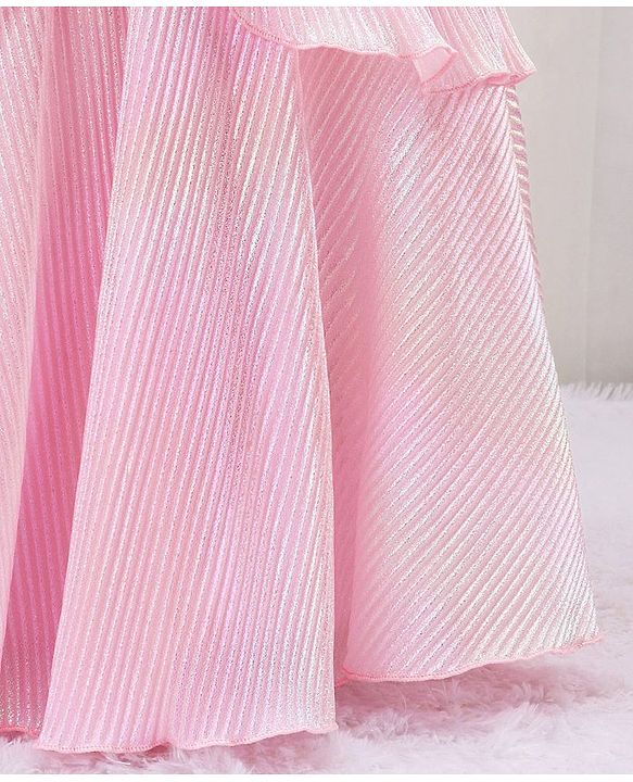 Babyhug Sleeveless Party Frock with Bow Applique - Pink