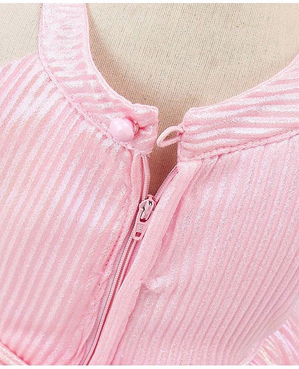 Babyhug Sleeveless Party Frock with Bow Applique - Pink